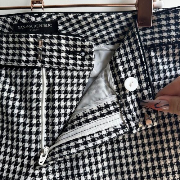 Banana Republic Sloane Houndstooth Slim Pant with Leather Trim size 2 - Picture 5 of 11